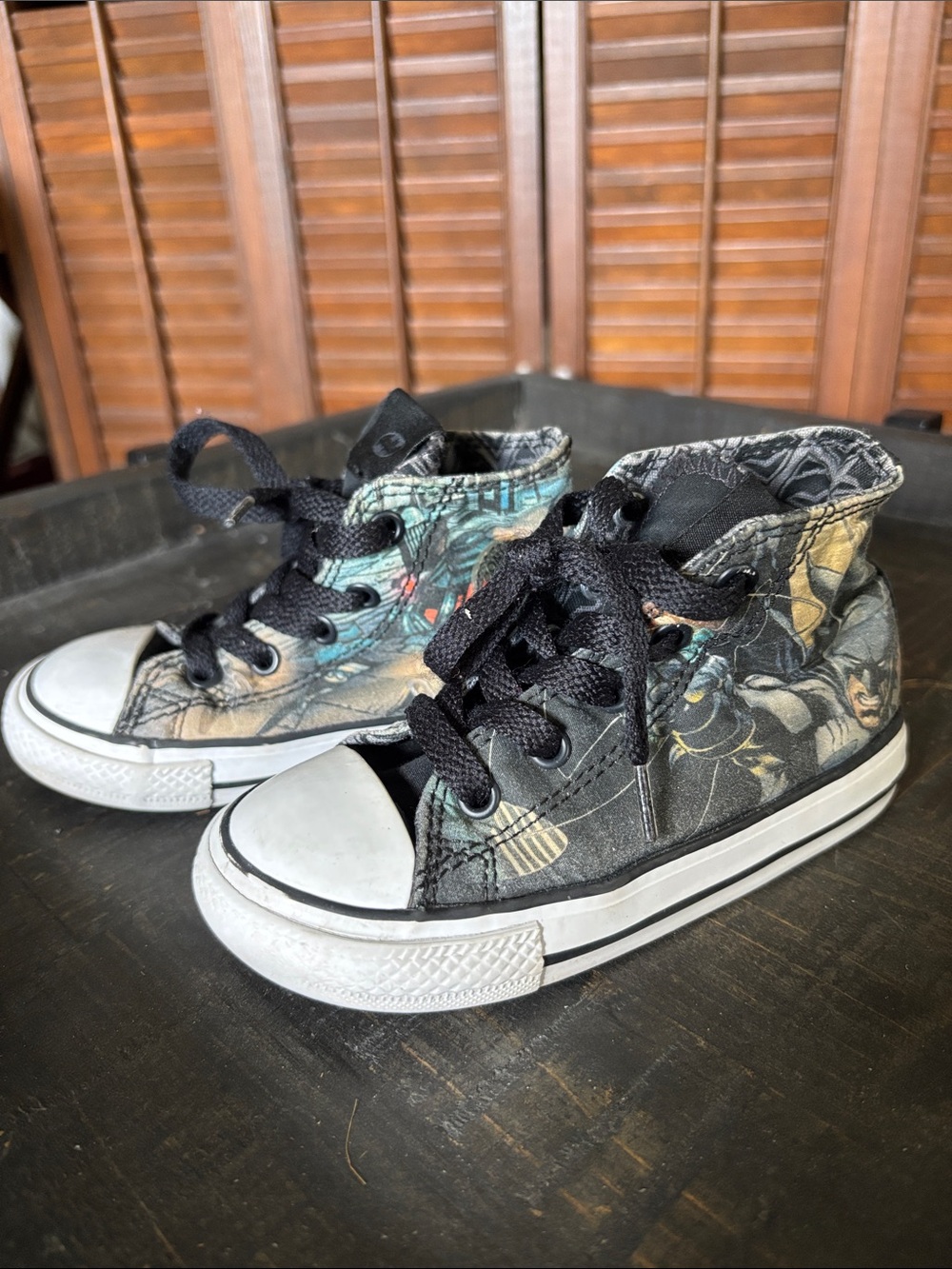 Converse Kids Black High-Top Sneakers with Superhero Batman Graphic
